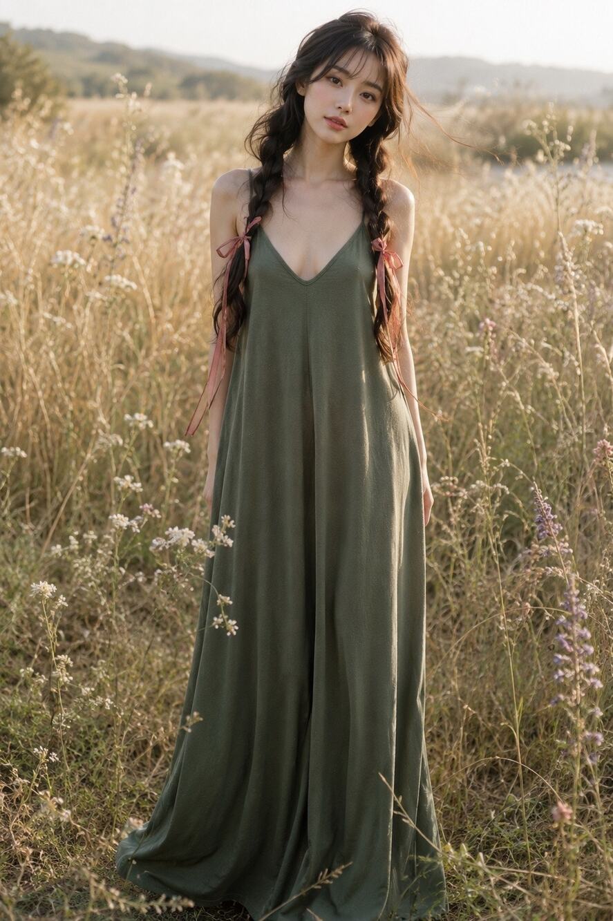 Drifting Through the Herb Garden soft sage pocketed slouchy jersey maxi dress M